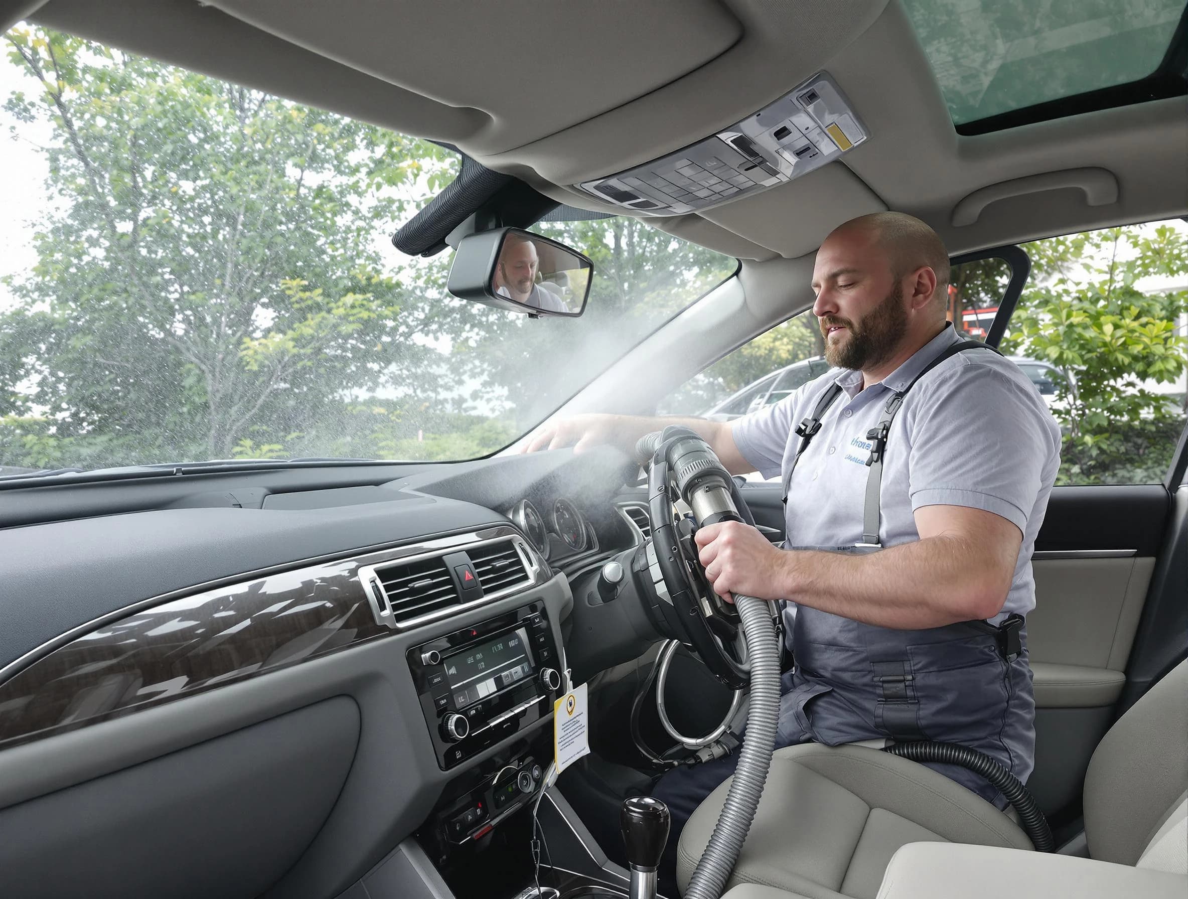 Peters Air Duct Cleaning specialist performing professional car duct cleaning in Peters