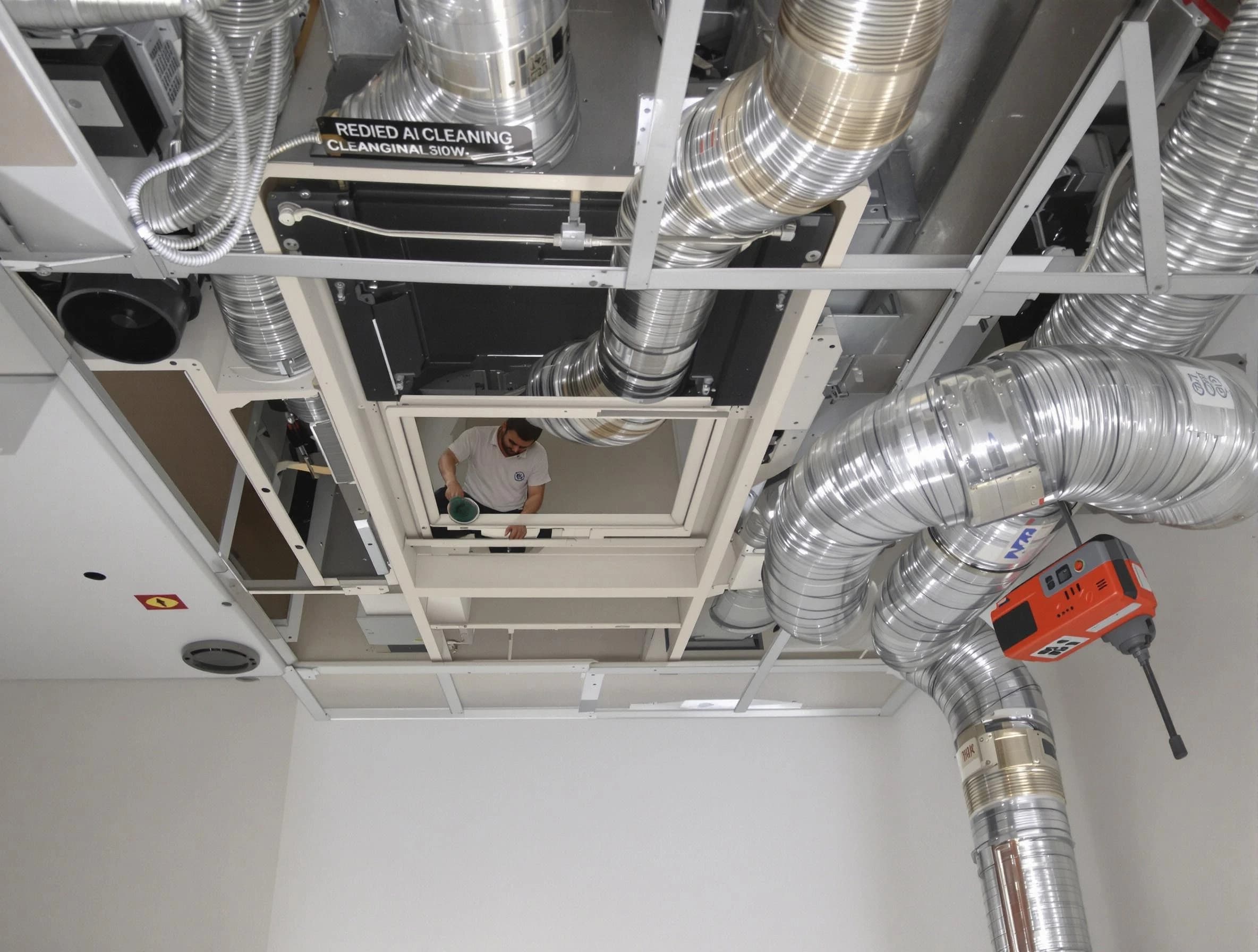 Peters Air Duct Cleaning technician performing detailed central duct system cleaning in Peters