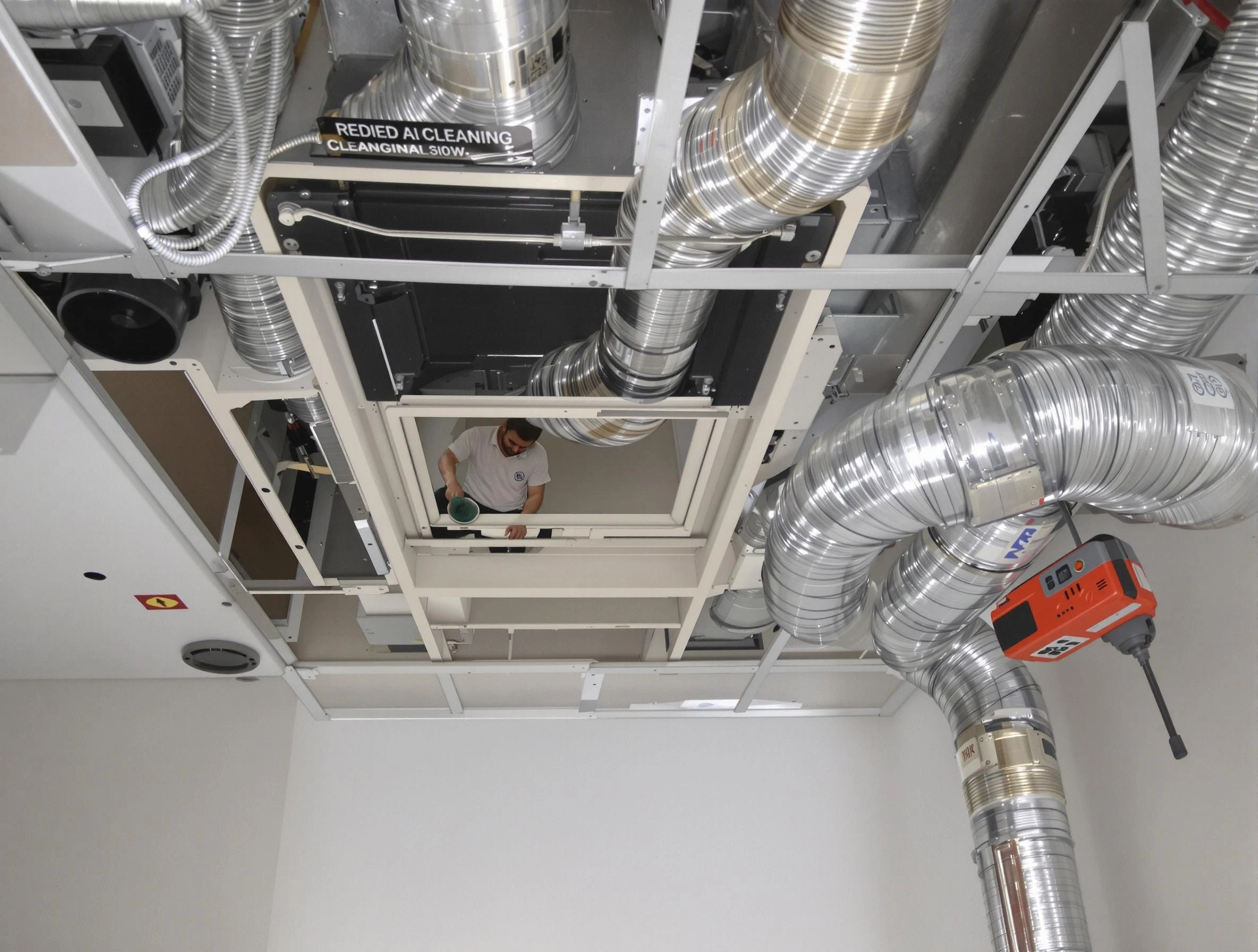 Peters Air Duct Cleaning technician performing detailed central duct system cleaning in Peters