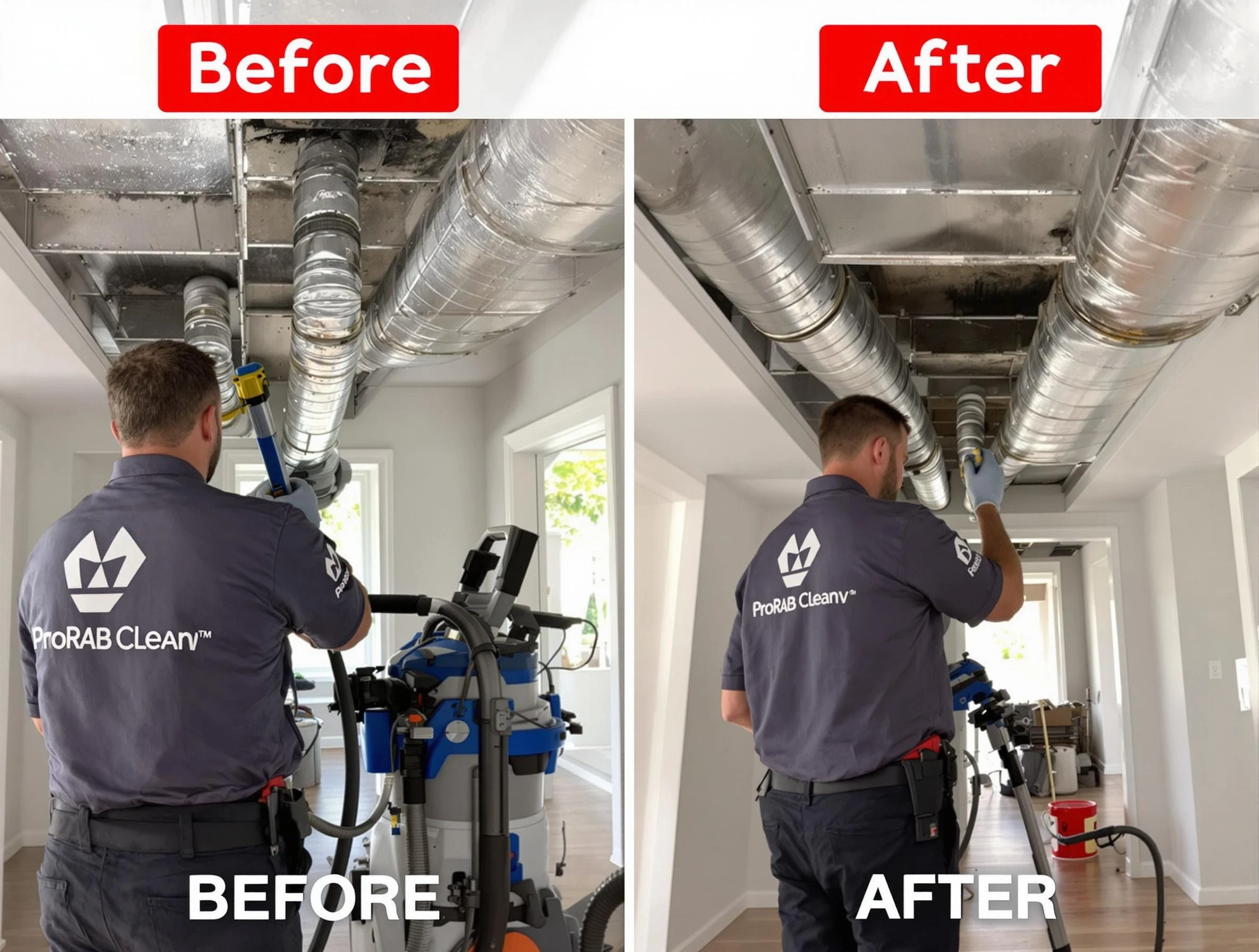 Peters Air Duct Cleaning expert performing thorough residential duct cleaning in a Peters home